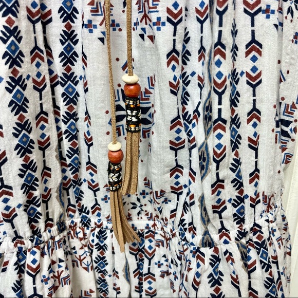 Women's Listicle Boho White Halter Cotton Midi Dress w/ Tassels Size Small - Picture 5 of 10